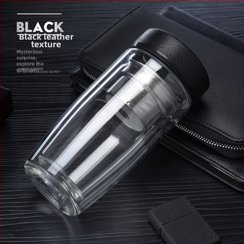 Ποτήρι νερού με διπλό τοίχωμα από θρεμοανθεκτικό γυαλί μποροσιλικό για αυτοκινητισμό; απλός σχεδιασμός χωρίς λαβή ή καπάκι; φινίρισμα αμμοβολής.