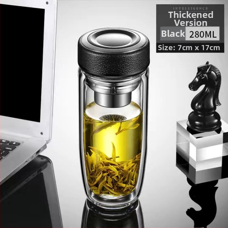 Ποτήρι νερού με διπλό τοίχωμα από θρεμοανθεκτικό γυαλί μποροσιλικό για αυτοκινητισμό; απλός σχεδιασμός χωρίς λαβή ή καπάκι; φινίρισμα αμμοβολής.