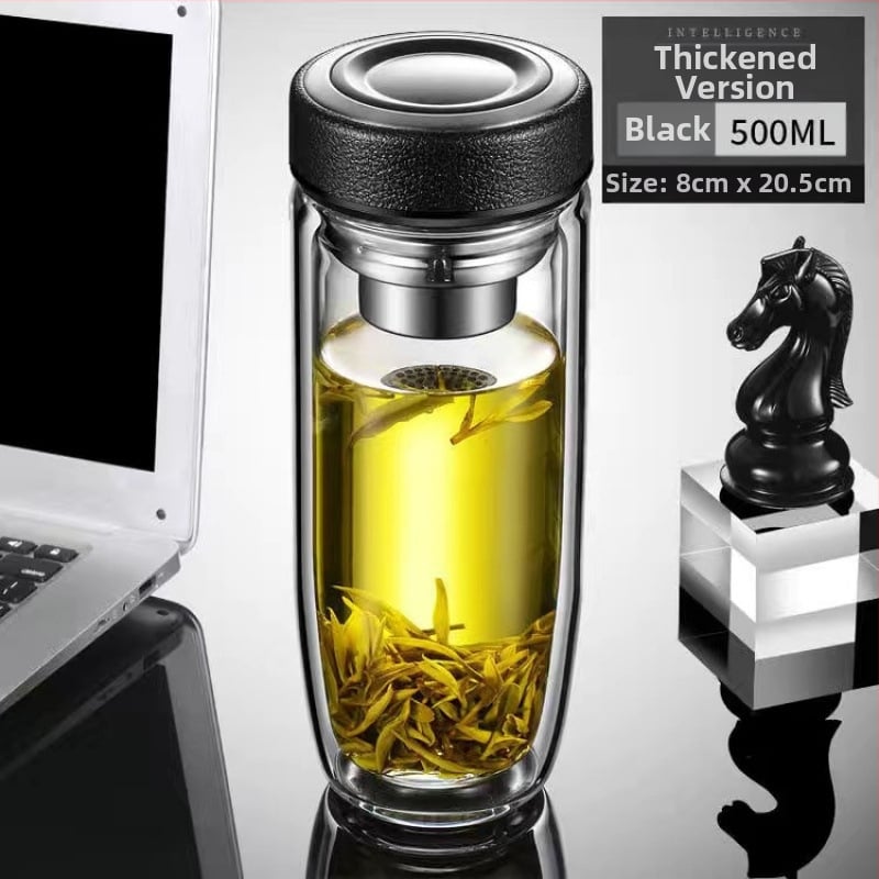 Ποτήρι νερού με διπλό τοίχωμα από θρεμοανθεκτικό γυαλί μποροσιλικό για αυτοκινητισμό; απλός σχεδιασμός χωρίς λαβή ή καπάκι; φινίρισμα αμμοβολής.