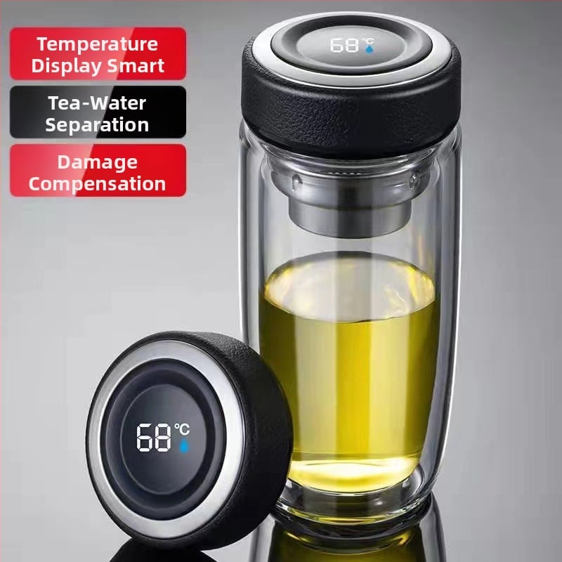 Ποτήρι νερού με διπλό τοίχωμα από θρεμοανθεκτικό γυαλί μποροσιλικό για αυτοκινητισμό; απλός σχεδιασμός χωρίς λαβή ή καπάκι; φινίρισμα αμμοβολής.