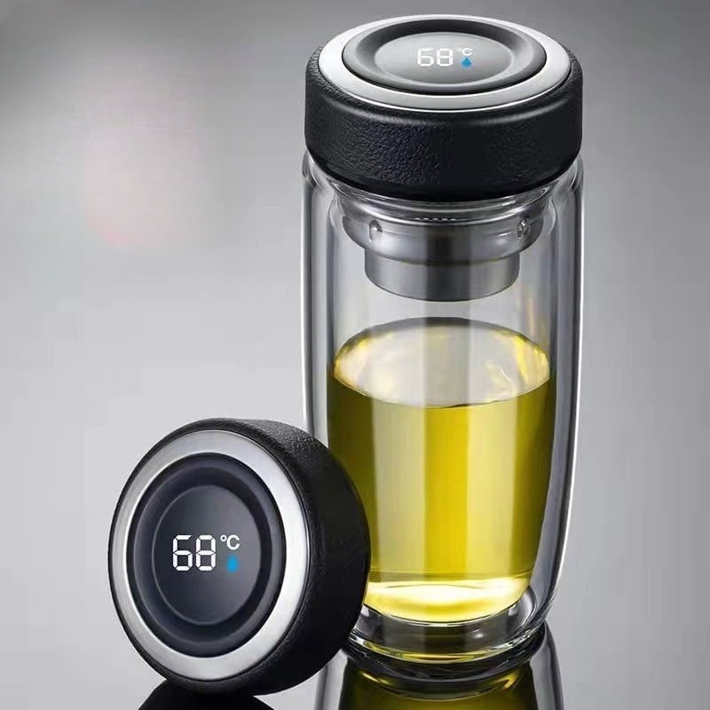 Ποτήρι νερού με διπλό τοίχωμα από θρεμοανθεκτικό γυαλί μποροσιλικό για αυτοκινητισμό; απλός σχεδιασμός χωρίς λαβή ή καπάκι; φινίρισμα αμμοβολής.