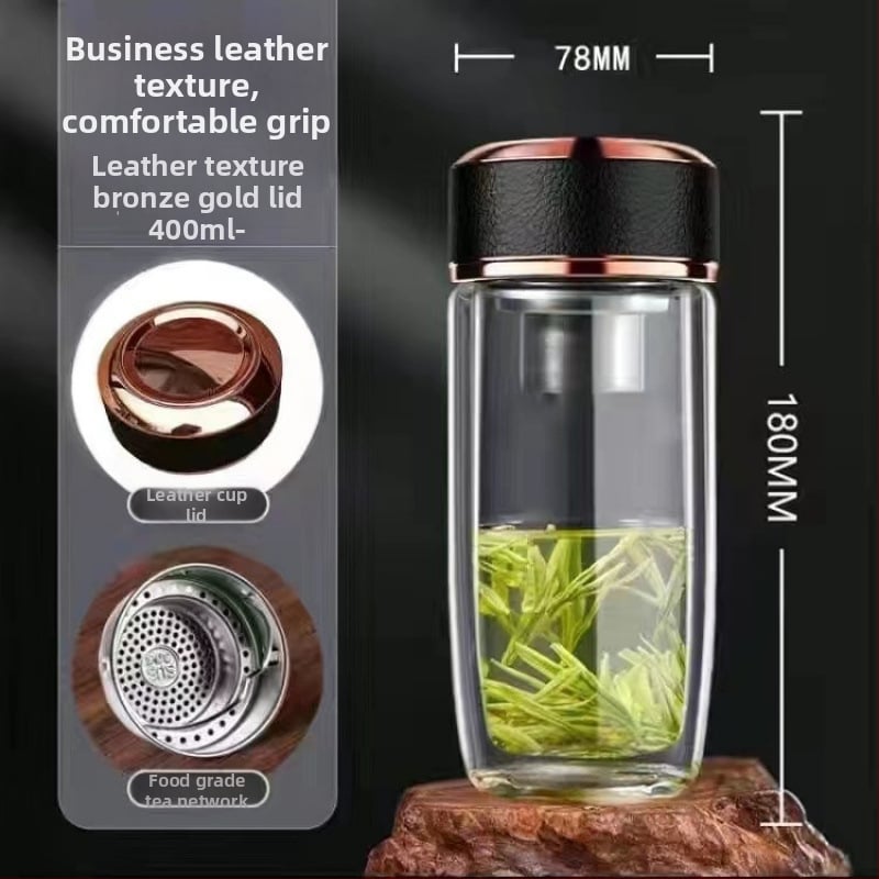 Ποτήρι νερού με διπλό τοίχωμα από θρεμοανθεκτικό γυαλί μποροσιλικό για αυτοκινητισμό; απλός σχεδιασμός χωρίς λαβή ή καπάκι; φινίρισμα αμμοβολής.