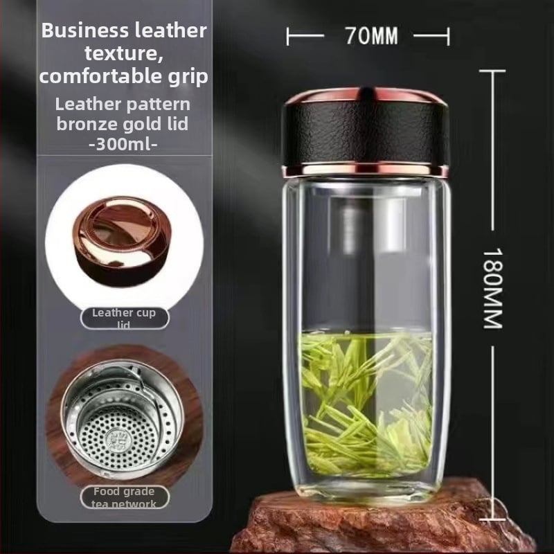 Ποτήρι νερού με διπλό τοίχωμα από θρεμοανθεκτικό γυαλί μποροσιλικό για αυτοκινητισμό; απλός σχεδιασμός χωρίς λαβή ή καπάκι; φινίρισμα αμμοβολής.