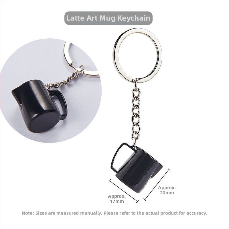 Set kľúčenka s kávovým motívom moka kanvičky; obsahuje mlynček na zrná a lis na prášok; povrch s farebným delením; moderný jednoduchý štýl; tlačené logo