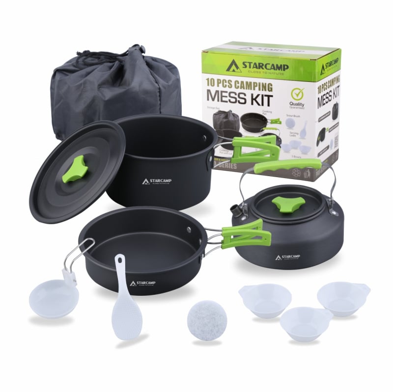 STARCAMP Кемпинг комплект съдове и тенджери - алуминиева сплав, преносим, модел HX-CK08, тегло 1 кг