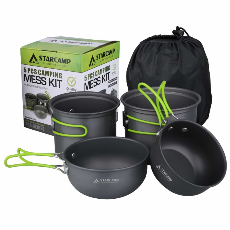STARCAMP Кемпинг комплект съдове и тенджери - алуминиева сплав, преносим, модел HX-CK08, тегло 1 кг
