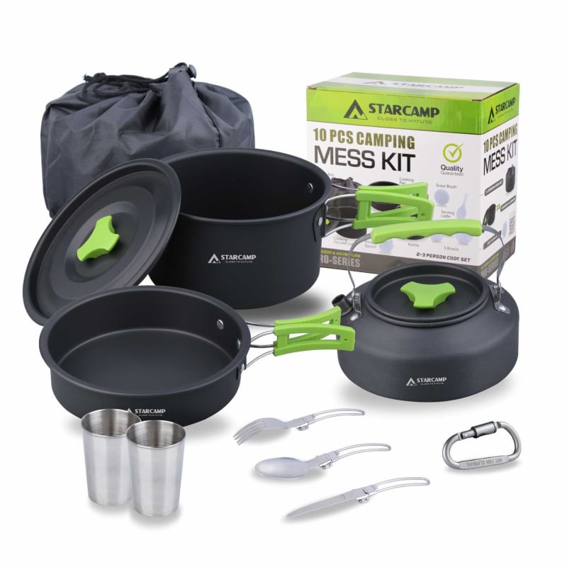 STARCAMP Кемпинг комплект съдове и тенджери - алуминиева сплав, преносим, модел HX-CK08, тегло 1 кг