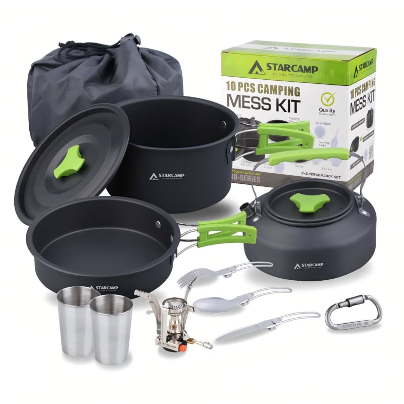 STARCAMP Кемпинг комплект съдове и тенджери - алуминиева сплав, преносим, модел HX-CK08, тегло 1 кг