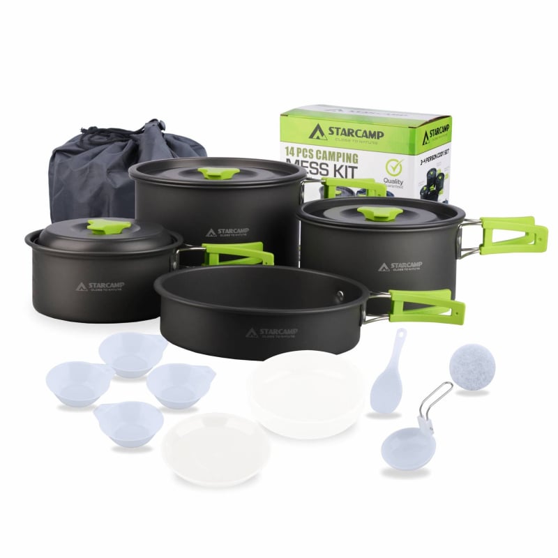 STARCAMP Кемпинг комплект съдове и тенджери - алуминиева сплав, преносим, модел HX-CK08, тегло 1 кг
