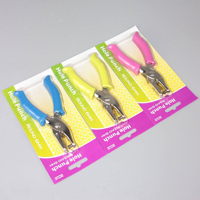 Kézi lyukasztó gumírozott fogantyúval, papírhoz — modell 3012, márka Yishen, 1 lyuk, perforáció vastagsága: 2