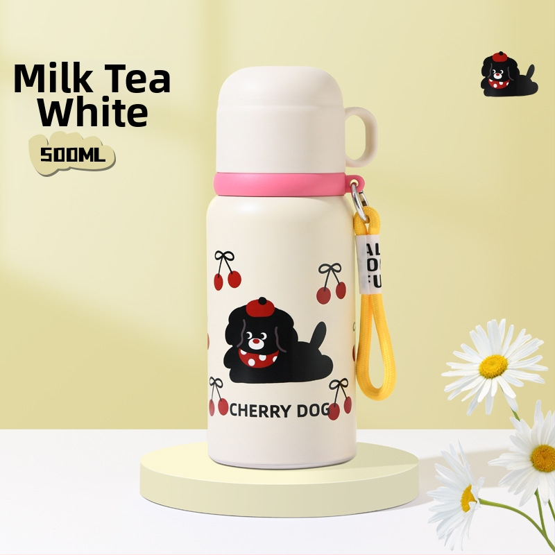 Unisex termos šalice sa slamkom, unutarnji spremnik od 316 nehrđajućeg čelika, vanjski omotač od 201 nehrđajućeg čelika, prenosno uz remen, vakuumska izolacija 6–12 sati