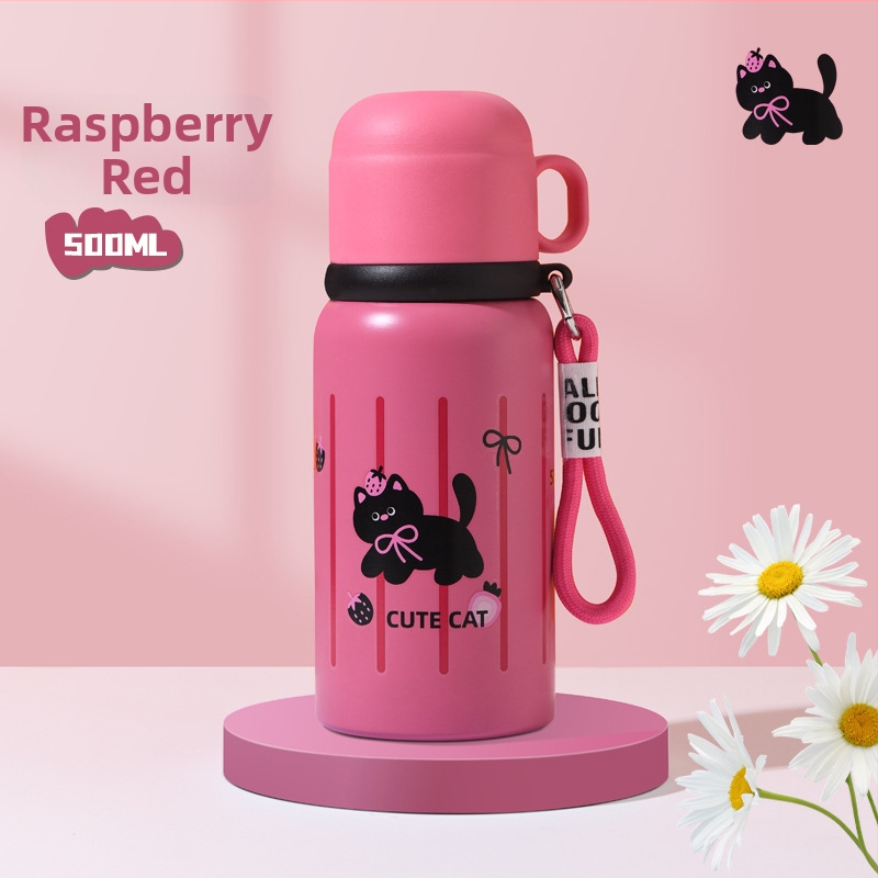 Unisex termos šalice sa slamkom, unutarnji spremnik od 316 nehrđajućeg čelika, vanjski omotač od 201 nehrđajućeg čelika, prenosno uz remen, vakuumska izolacija 6–12 sati