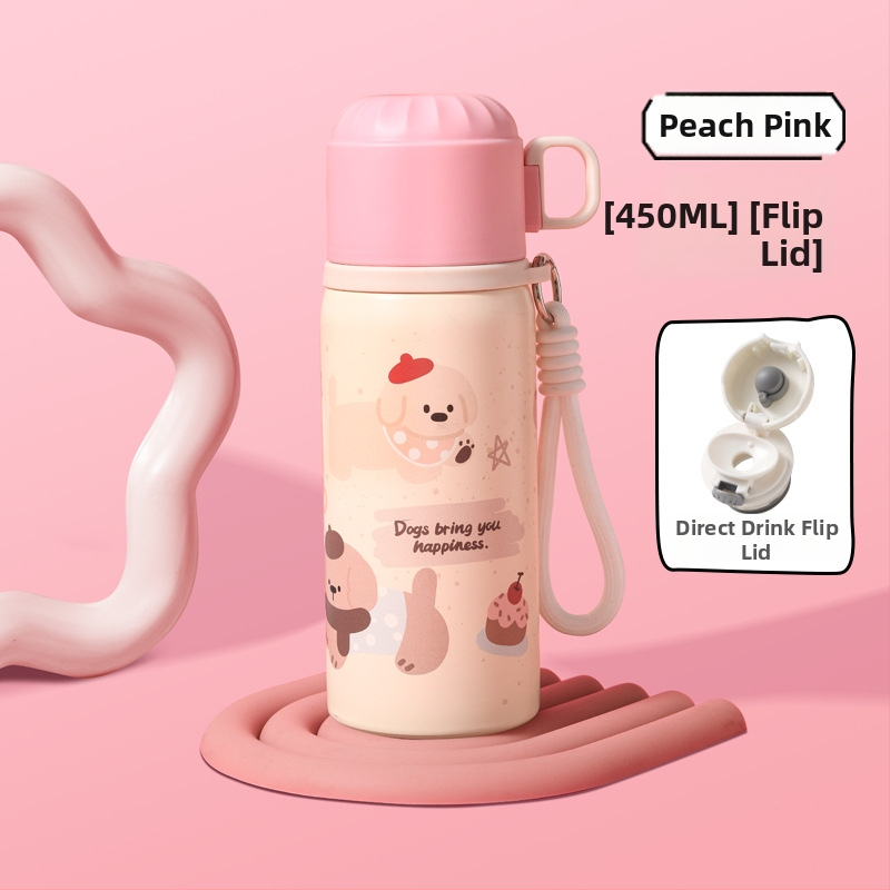 Unisex termos šalice sa slamkom, unutarnji spremnik od 316 nehrđajućeg čelika, vanjski omotač od 201 nehrđajućeg čelika, prenosno uz remen, vakuumska izolacija 6–12 sati