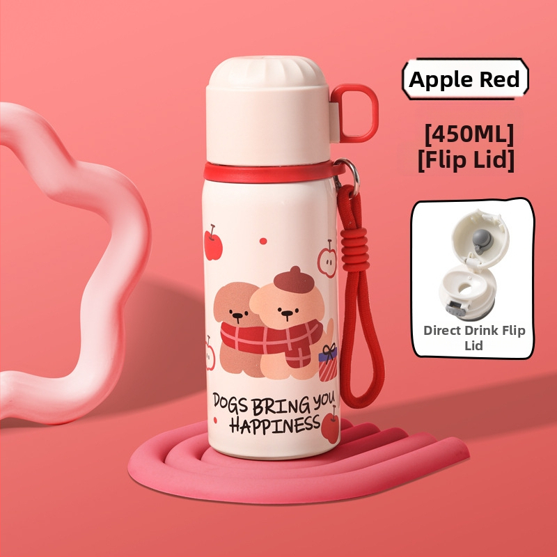 Unisex termos šalice sa slamkom, unutarnji spremnik od 316 nehrđajućeg čelika, vanjski omotač od 201 nehrđajućeg čelika, prenosno uz remen, vakuumska izolacija 6–12 sati