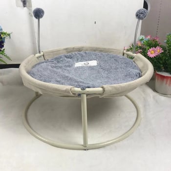 Șezlong pentru pisici și hamac cu cadru metalic, cuib dublu, montat pe podea