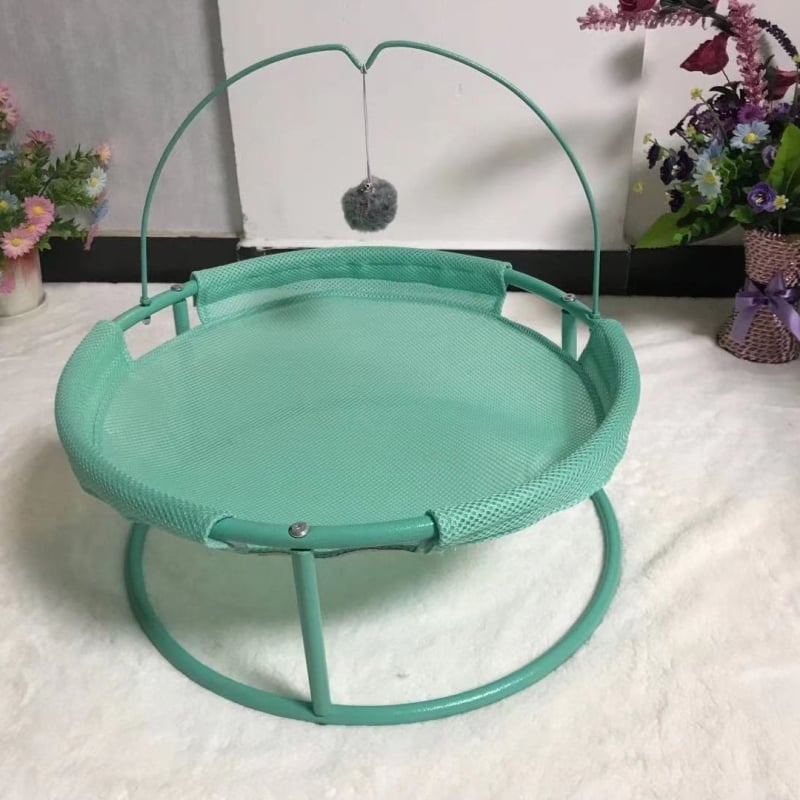 Șezlong pentru pisici și hamac cu cadru metalic, cuib dublu, montat pe podea