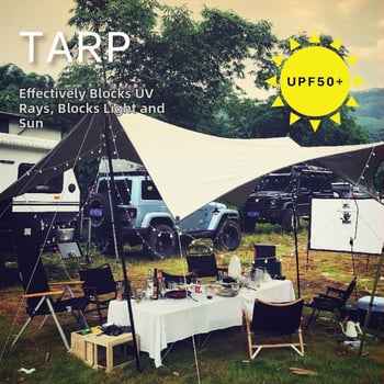 Kültéri kempingre alkalmas árnyékoló sátor pillangó alakú, Oxford szövet, 3000 mm vízállóság, kézi összeszerelés, vas váz