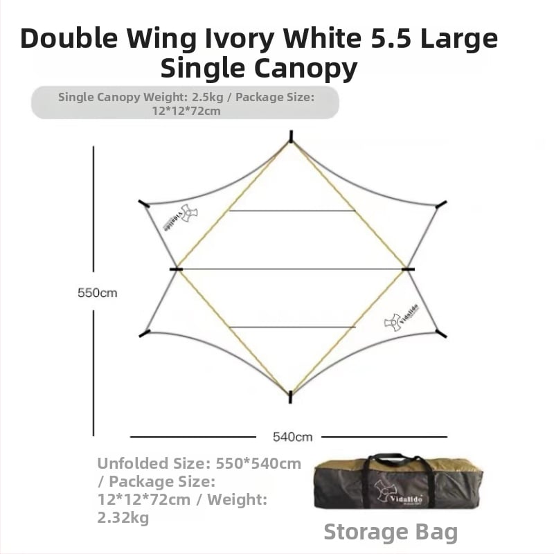 Kültéri kempingre alkalmas árnyékoló sátor pillangó alakú, Oxford szövet, 3000 mm vízállóság, kézi összeszerelés, vas váz