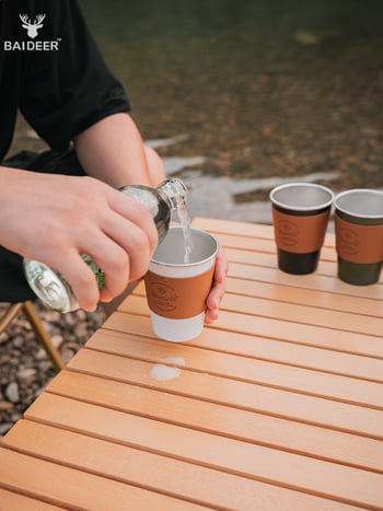 Кемпинг комплект чаши за кафе от неръждаема стомана 304, портативен и ултралек, тегло 110 г, за 3–5 души, модел BL0070-B