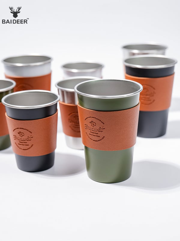 Кемпинг комплект чаши за кафе от неръждаема стомана 304, портативен и ултралек, тегло 110 г, за 3–5 души, модел BL0070-B