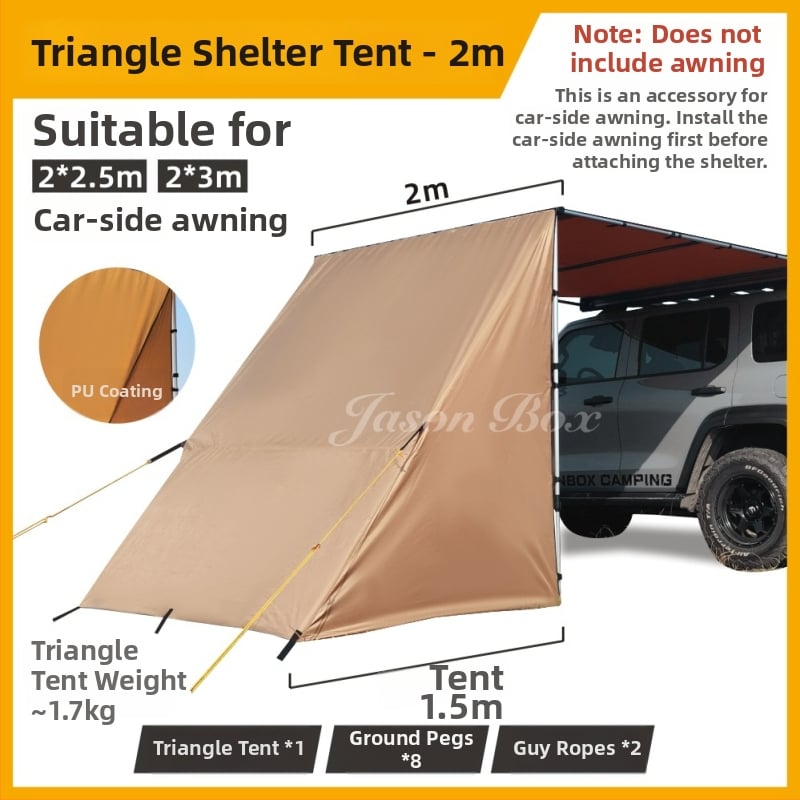 Autó oldala kemping menedéke – Oxford anyag, 3000 mm vízállóság, alumíniumötvözet váz, négyszögletes forma (Márka: Jasonbox/Jason Outdoor)