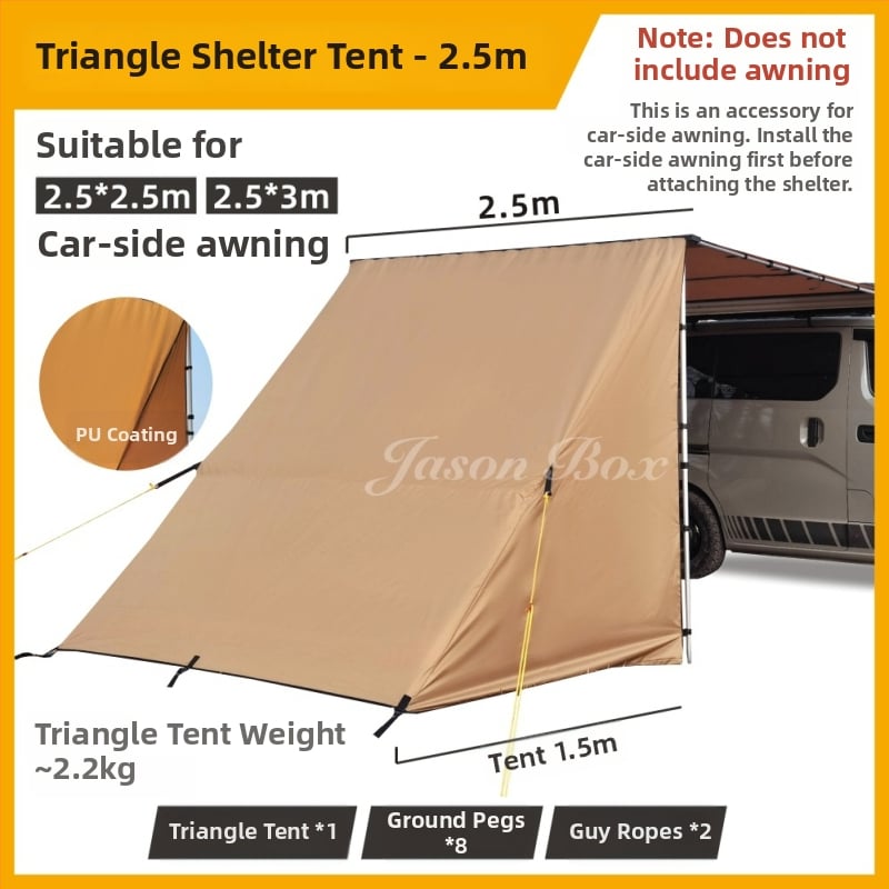 Autó oldala kemping menedéke – Oxford anyag, 3000 mm vízállóság, alumíniumötvözet váz, négyszögletes forma (Márka: Jasonbox/Jason Outdoor)