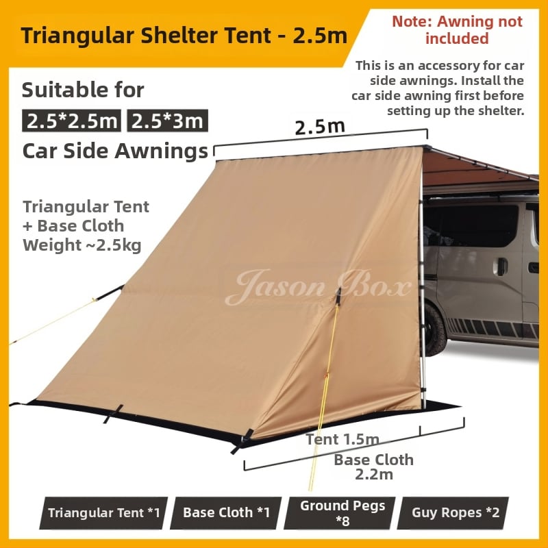 Autó oldala kemping menedéke – Oxford anyag, 3000 mm vízállóság, alumíniumötvözet váz, négyszögletes forma (Márka: Jasonbox/Jason Outdoor)