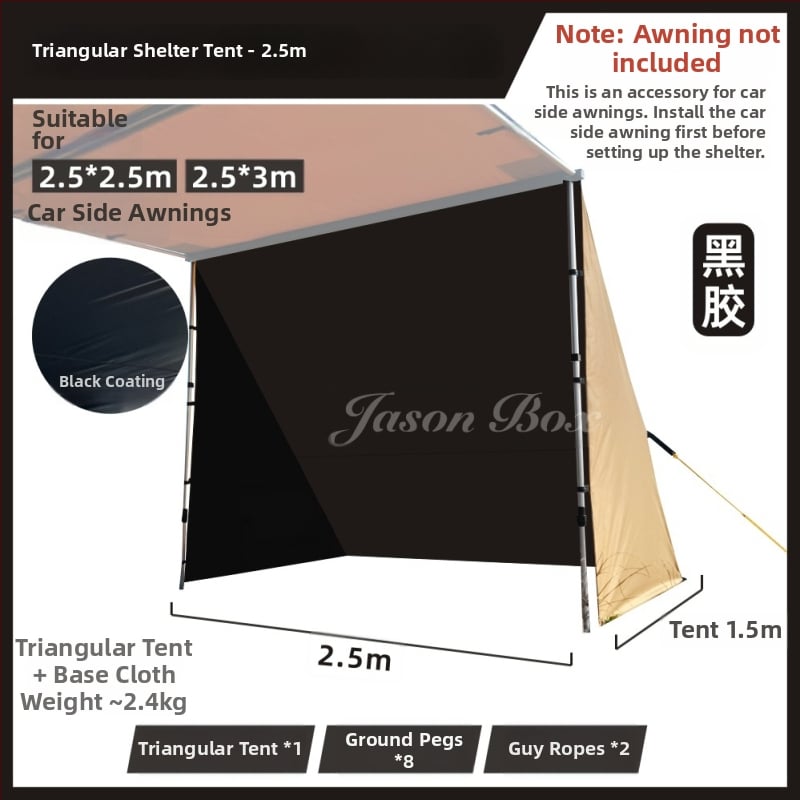 Autó oldala kemping menedéke – Oxford anyag, 3000 mm vízállóság, alumíniumötvözet váz, négyszögletes forma (Márka: Jasonbox/Jason Outdoor)