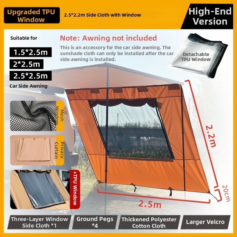 Autó oldala kemping menedéke – Oxford anyag, 3000 mm vízállóság, alumíniumötvözet váz, négyszögletes forma (Márka: Jasonbox/Jason Outdoor)