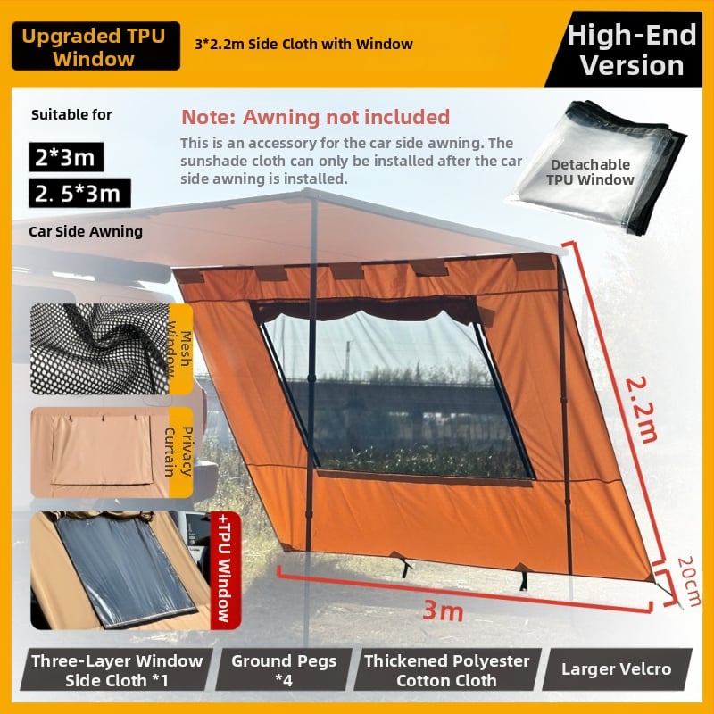 Autó oldala kemping menedéke – Oxford anyag, 3000 mm vízállóság, alumíniumötvözet váz, négyszögletes forma (Márka: Jasonbox/Jason Outdoor)