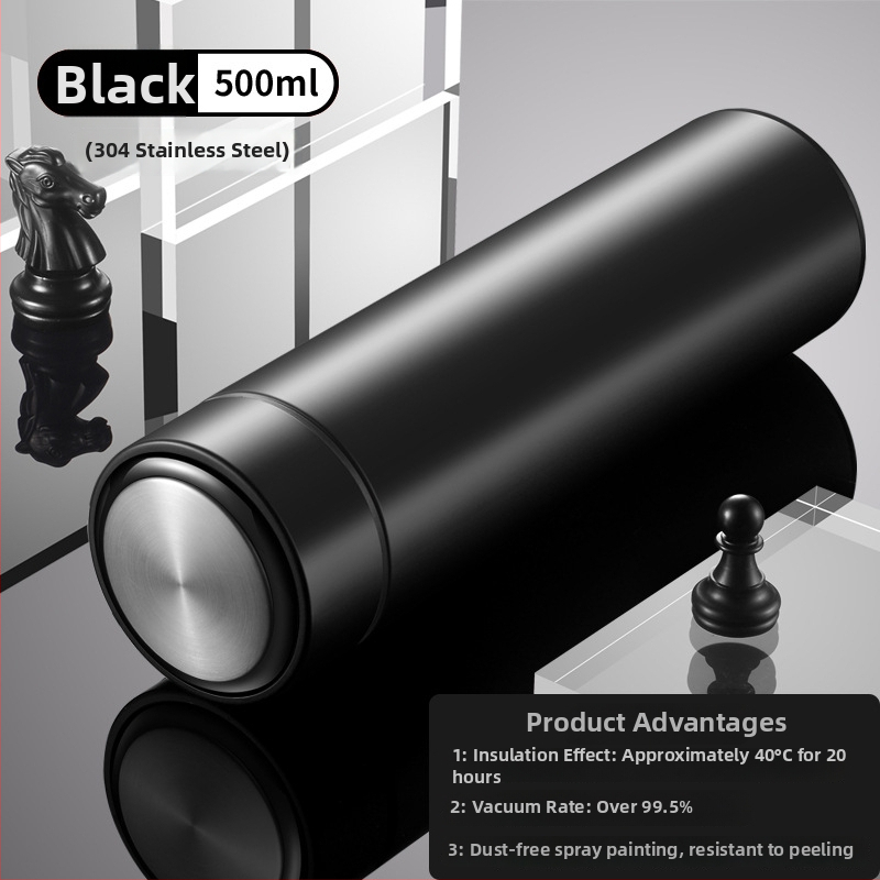 Termos šalice s prikazom temperature, unutarnji spremnik od 304 nehrđajućeg čelika, vanjski sloj od 201 nehrđajućeg čelika, izolacija 12–24 h, mjerenje temperature