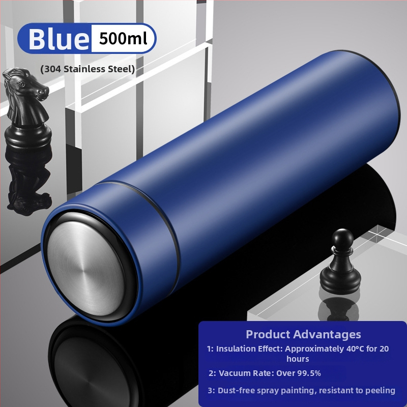 Termos šalice s prikazom temperature, unutarnji spremnik od 304 nehrđajućeg čelika, vanjski sloj od 201 nehrđajućeg čelika, izolacija 12–24 h, mjerenje temperature