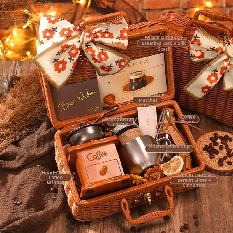 Ručný kávový mlynček a kávovar – všetko v jednom, prenosný domáci set (ručný, ručne poháňaný, všetko v jednom, prenosný, domáci)