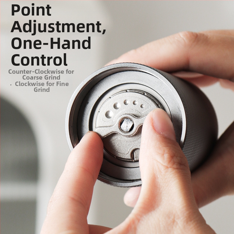 Ručná kávomlynka pre domáce použitie, Angmi, moderný minimalistický dizajn, logo tlačené, personalizácia k dispozícii, uvedená na trh v roku 2024