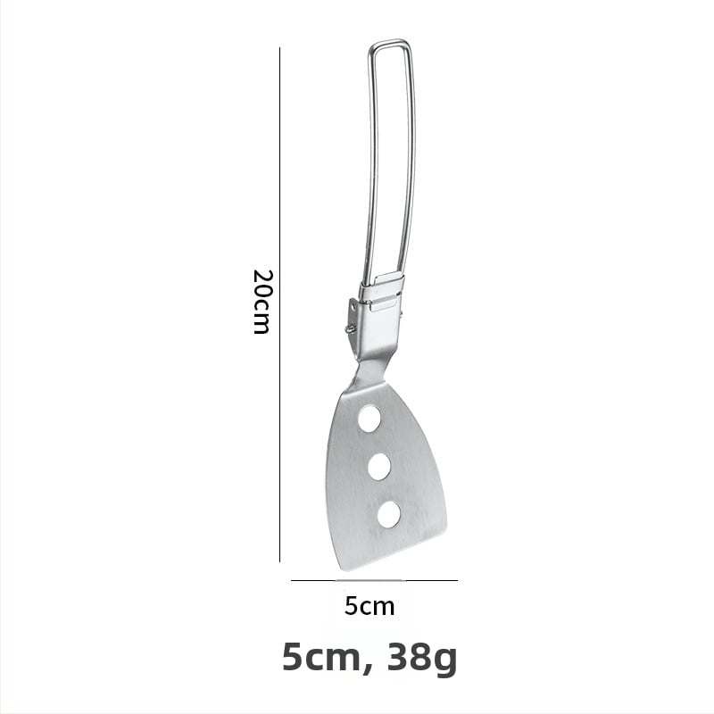 Комплект съдове за къмпинг от неръждаема стомана – преносим с сгъваема система за съхранение, включва тенджера, чайник, чаша, купа и тиган; за 1–2 души; тегло 600 г