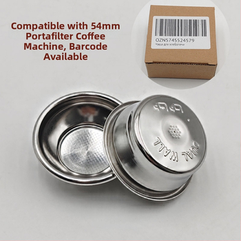 Filtračná šálka na espresso pre 54 mm portafiltr – nerezová oceľ, dvojvrstvový filter, pre dve šálky a jednú šálku mletej kávy