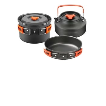 Комплект за къмпинг готвене, алуминиева сплав, модел J005, тегло 0,6 кг, за 3–7 души