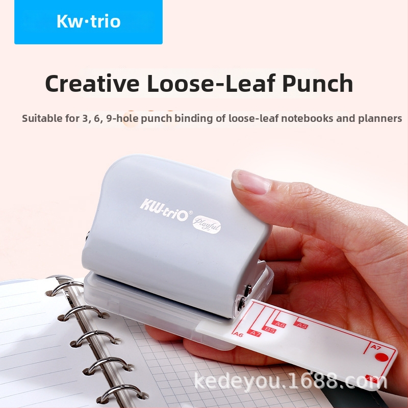 Ručný viacdierový dierovač na papier, 3/6/9 dier, priemer diery 5 mm, model 99H3, KW-TRIO, 200 g