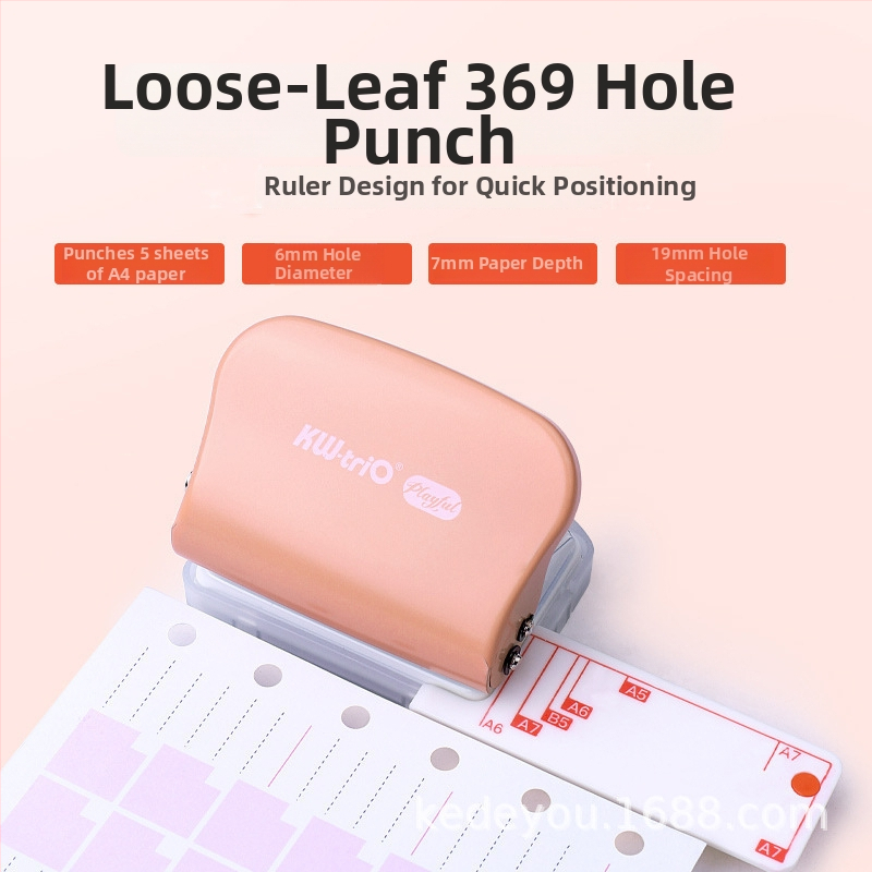 Ručný viacdierový dierovač na papier, 3/6/9 dier, priemer diery 5 mm, model 99H3, KW-TRIO, 200 g