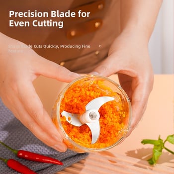 Μίνι πολυλειτουργικός ηλεκτρικός εκκοπτιστής σκόρδου και κιμά, Type-C ασύρματη τροφοδοσία, 10000–19999 rpm, ≤36V, 2 λεπίδες, χαμηλός θόρυβος