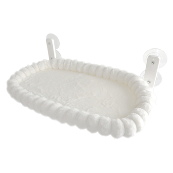 Hamac pliabil din pluș pentru pisici, pentru fereastră – ventuze puternice pentru agățare, utilizare în interior, pentru pisici, sezoane iarnă/primăvară/toamnă