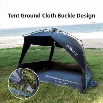 Kemping sátor integrált árnyékolóval és automatikus gyorsnyitással (Blackdog; Oxford anyag; vízállóság 1000; kerek forma)