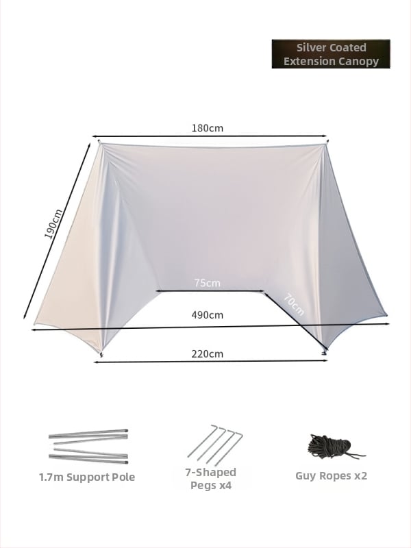 Kemping sátor integrált árnyékolóval és automatikus gyorsnyitással (Blackdog; Oxford anyag; vízállóság 1000; kerek forma)