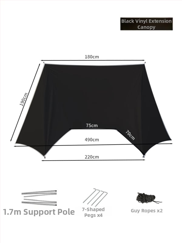 Kemping sátor integrált árnyékolóval és automatikus gyorsnyitással (Blackdog; Oxford anyag; vízállóság 1000; kerek forma)