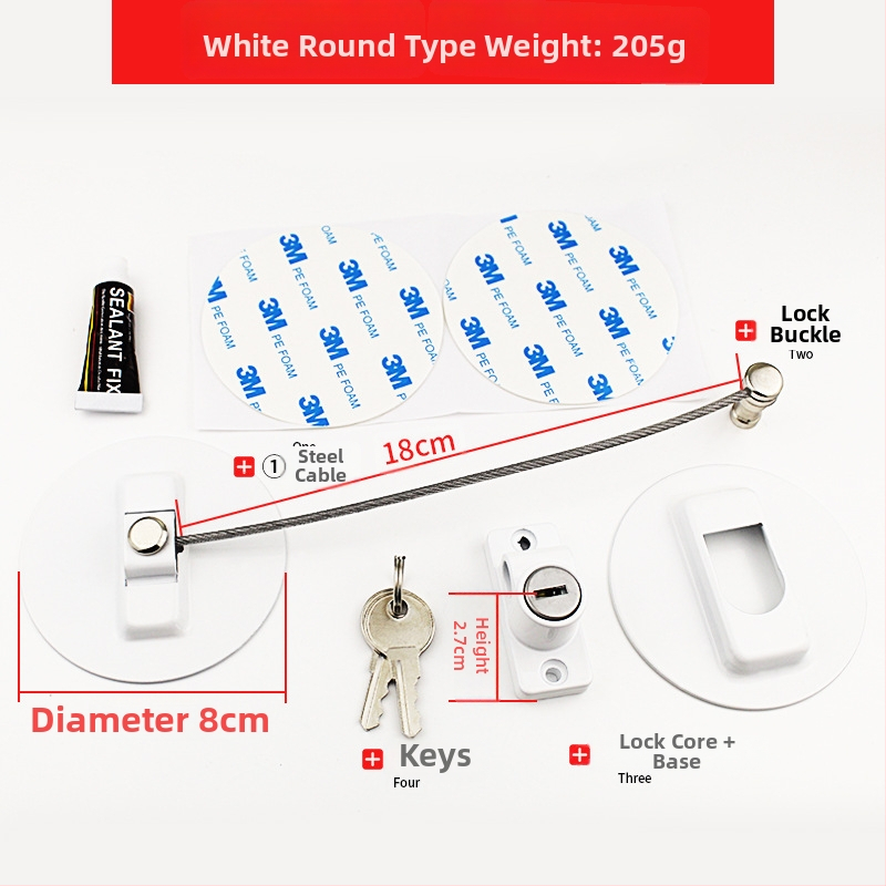 Dječje sigurnosno zaključavanje za prozor i ormarić, model 0339, od nehrđajućeg čelika 304, karbonskog čelika i PVC-a, za hladnjake, ladice i vrata ormara, moderno minimalistički stil.