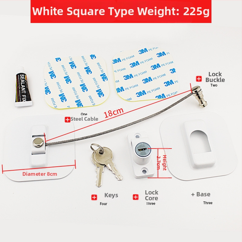 Dječje sigurnosno zaključavanje za prozor i ormarić, model 0339, od nehrđajućeg čelika 304, karbonskog čelika i PVC-a, za hladnjake, ladice i vrata ormara, moderno minimalistički stil.