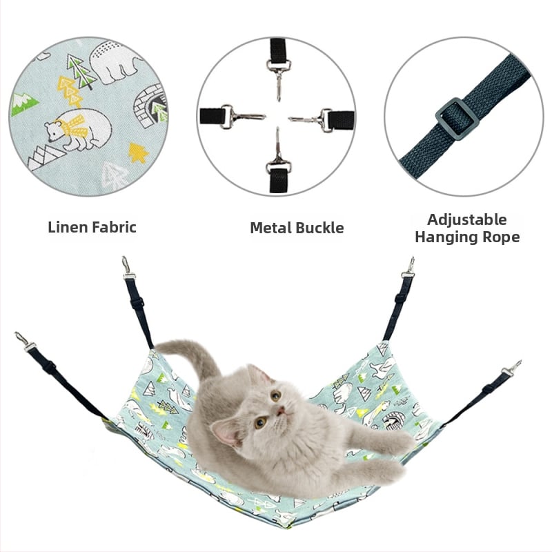 Hamac pentru pisici din material respirabil din bumbac-lină; pentru pisici; cuib/cușcă pentru animale de companie; Brand: Attachment Cow Fish