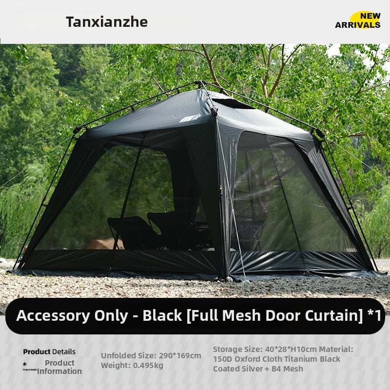 Къмпинг палатка със страничен навес, бързо разгръщане - еднослойна конструкция, фибърни пръти, водоустойност над 3000 мм, тегло 7.2 кг