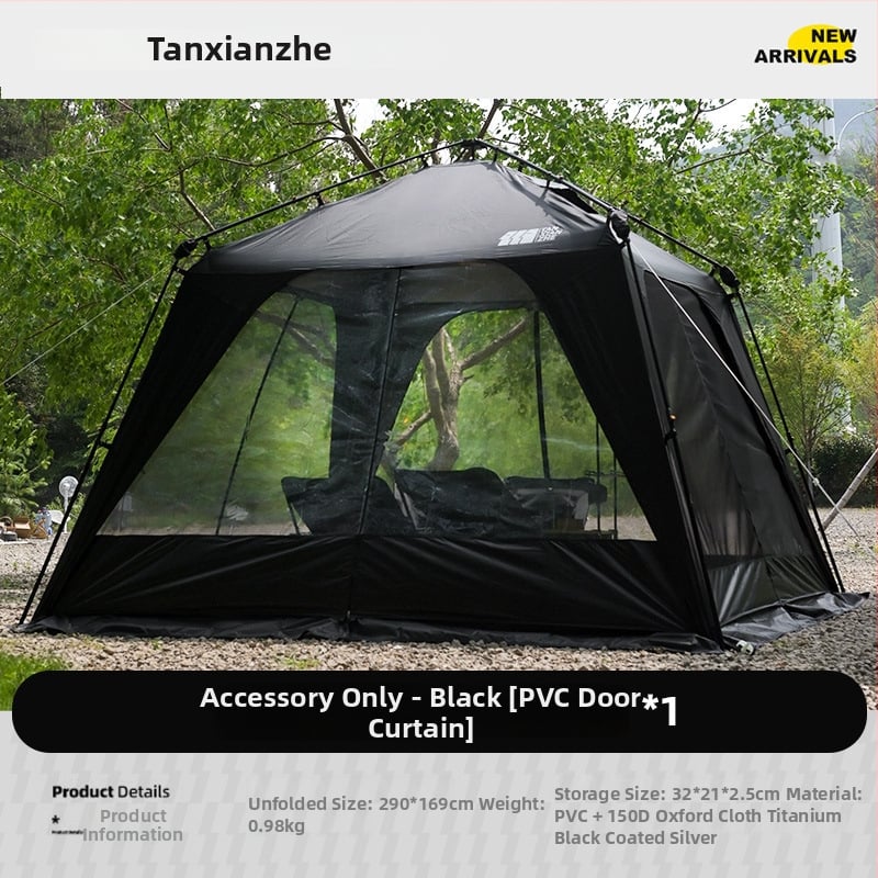 Къмпинг палатка със страничен навес, бързо разгръщане - еднослойна конструкция, фибърни пръти, водоустойност над 3000 мм, тегло 7.2 кг