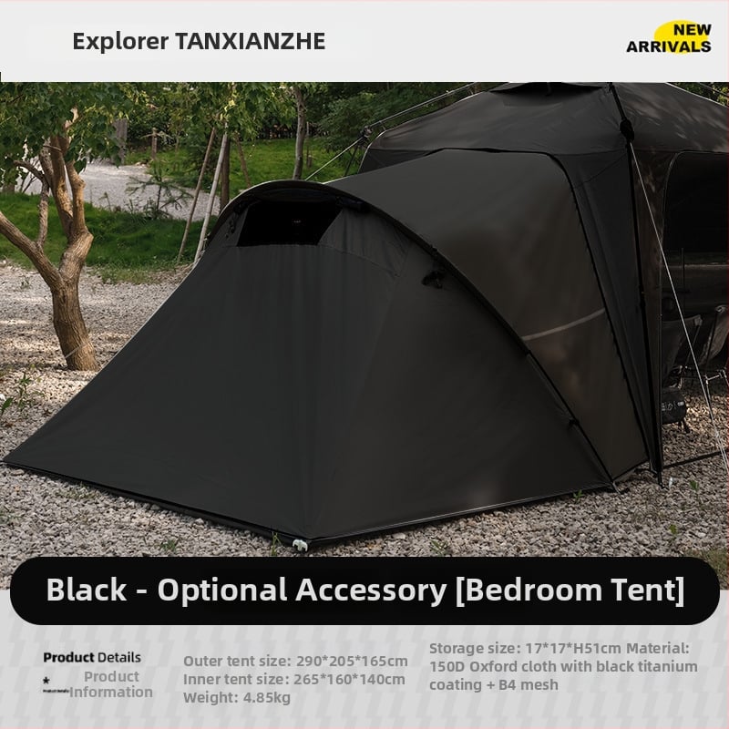 Къмпинг палатка със страничен навес, бързо разгръщане - еднослойна конструкция, фибърни пръти, водоустойност над 3000 мм, тегло 7.2 кг